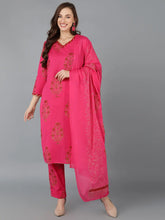 Women Cotton Ethnic Printed Kurta Trousers-VKSKD1056B